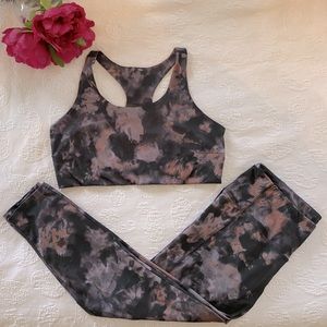Danskin ice dye longline razorback sports bra, and yoga pants XXL NWOT